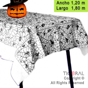 MANTEL HALLOWEEN FISELINA RECTANGULAR NEGRO 1.80x1.20 x 1